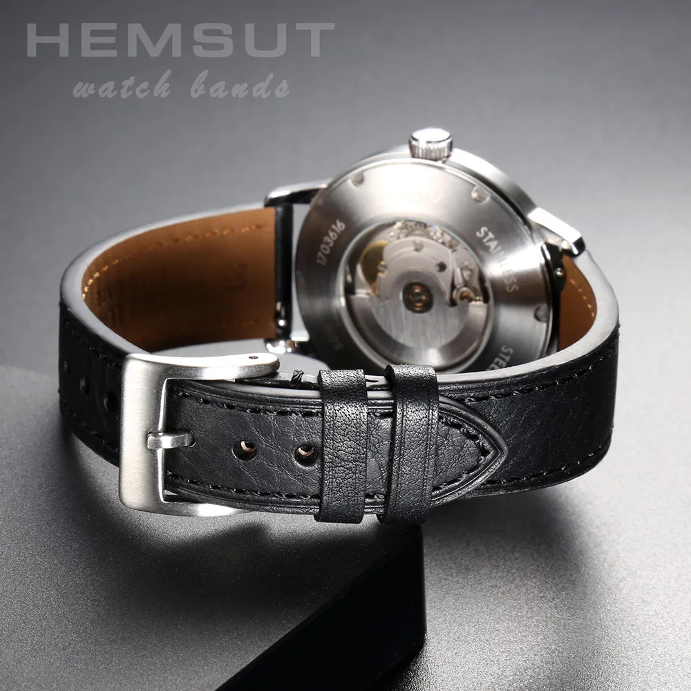 HEMSUT Italy Genuine Cow Leather Watch Band For Man Vintage Soft Wrap Handmade Leather Watch Straps Quick Release 22mm18mm20mm