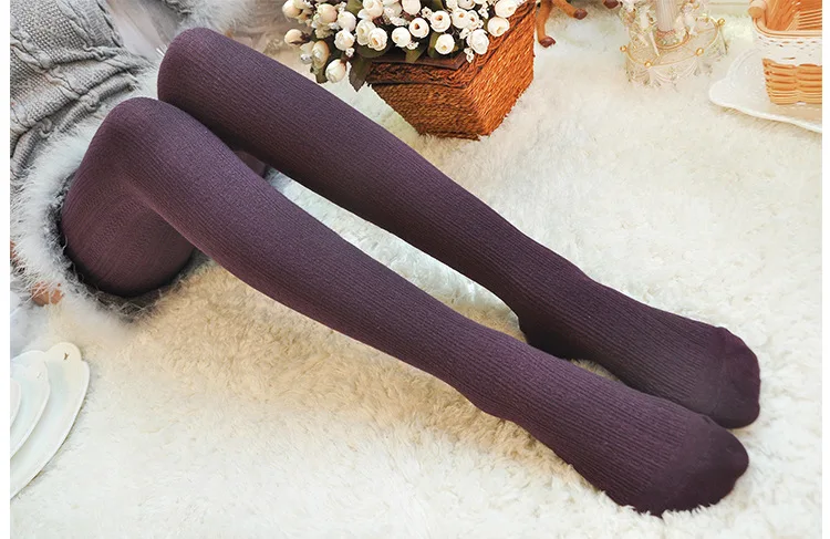 Thicken Warm Twist Striped Woman tights Autumn Winter Pantyhose Cotton knitted stockings Multi colors Collant Femme Strumpfhose