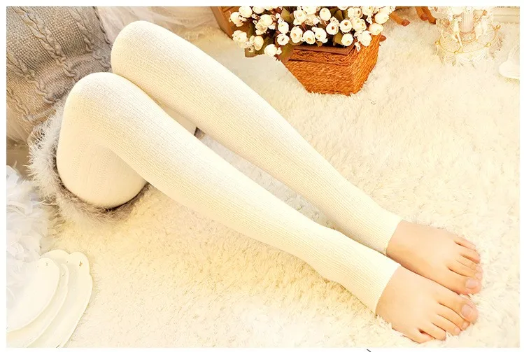 Thicken Warm Twist Striped Woman tights Autumn Winter Pantyhose Cotton knitted stockings Multi colors Collant Femme Strumpfhose