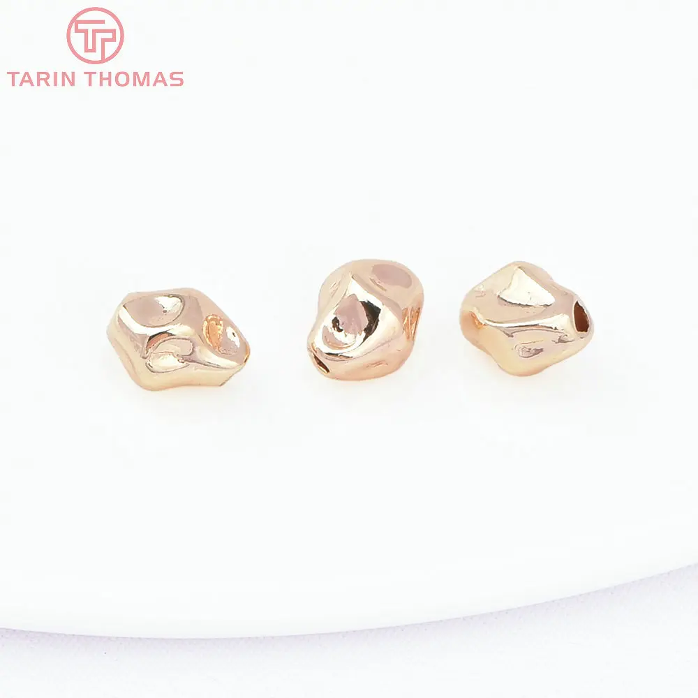 (2930)6PCS 7.8x8MM Hole 1.5MM 24K Gold Color Brass Irregular Spacer Beads Bracelet Beads High Quality Jewelry Making Accessorie