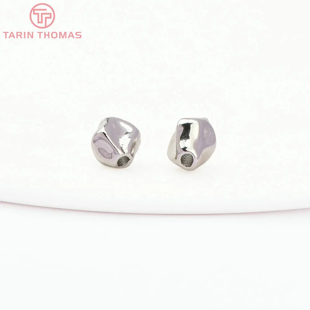 (2930)6PCS 7.8x8MM Hole 1.5MM 24K Gold Color Brass Irregular Spacer Beads Bracelet Beads High Quality Jewelry Making Accessorie