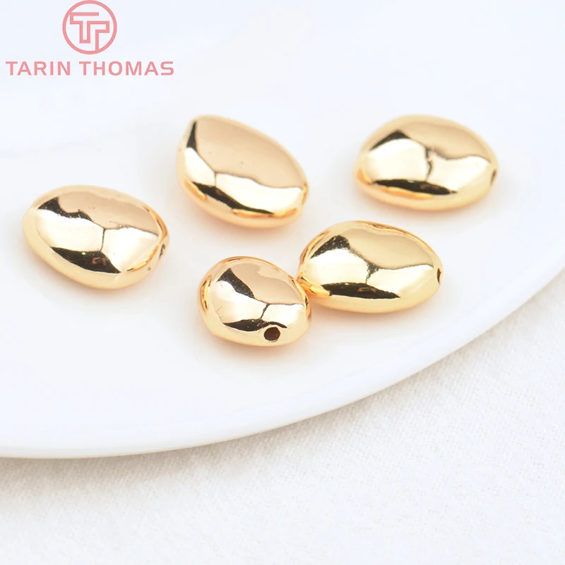 (2930)6PCS 7.8x8MM Hole 1.5MM 24K Gold Color Brass Irregular Spacer Beads Bracelet Beads High Quality Jewelry Making Accessorie