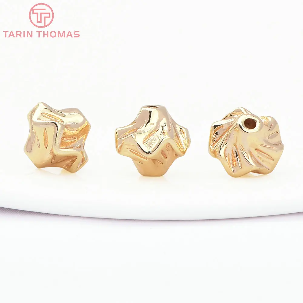 (2930)6PCS 7.8x8MM Hole 1.5MM 24K Gold Color Brass Irregular Spacer Beads Bracelet Beads High Quality Jewelry Making Accessorie