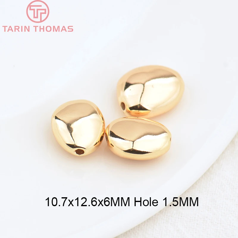 (2930)6PCS 7.8x8MM Hole 1.5MM 24K Gold Color Brass Irregular Spacer Beads Bracelet Beads High Quality Jewelry Making Accessorie
