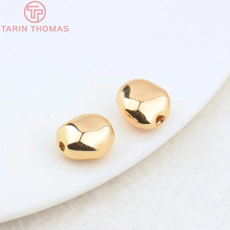 (2930)6PCS 7.8x8MM Hole 1.5MM 24K Gold Color Brass Irregular Spacer Beads Bracelet Beads High Quality Jewelry Making Accessorie
