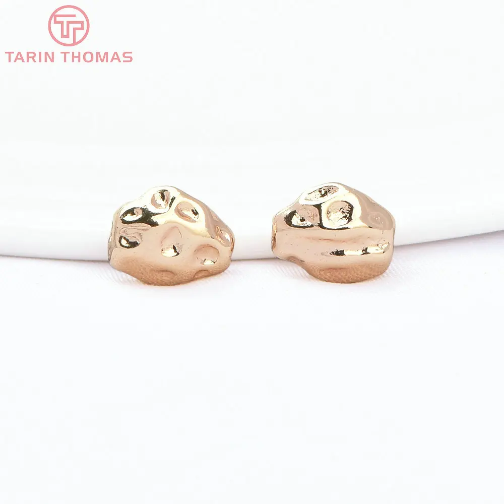 (2930)6PCS 7.8x8MM Hole 1.5MM 24K Gold Color Brass Irregular Spacer Beads Bracelet Beads High Quality Jewelry Making Accessorie