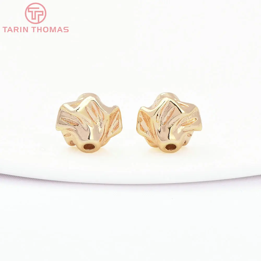 (2930)6PCS 7.8x8MM Hole 1.5MM 24K Gold Color Brass Irregular Spacer Beads Bracelet Beads High Quality Jewelry Making Accessorie