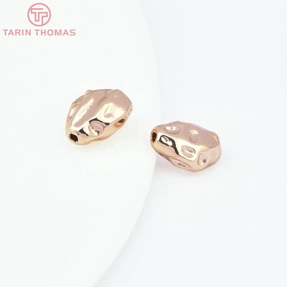 (2930)6PCS 7.8x8MM Hole 1.5MM 24K Gold Color Brass Irregular Spacer Beads Bracelet Beads High Quality Jewelry Making Accessorie