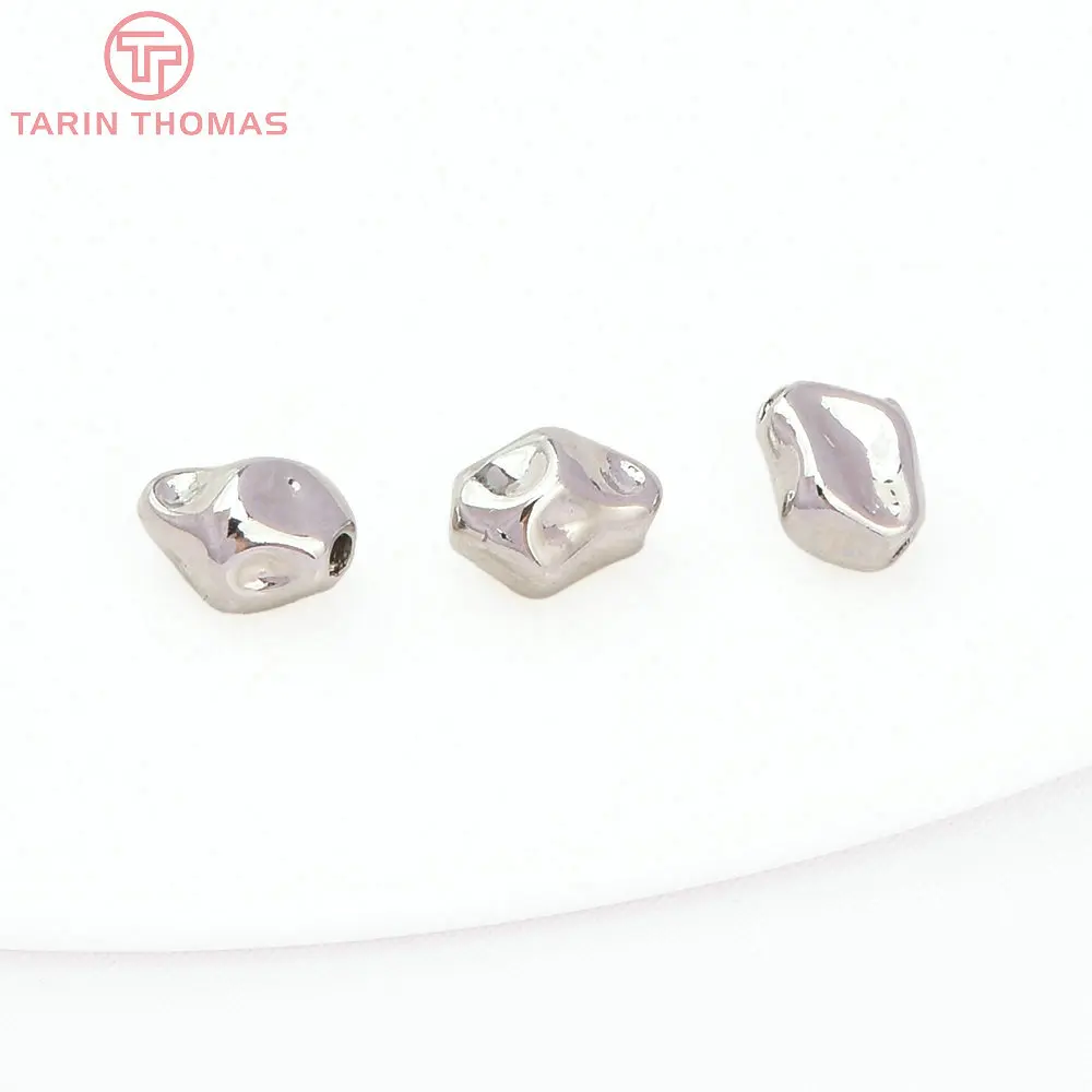 (2930)6PCS 7.8x8MM Hole 1.5MM 24K Gold Color Brass Irregular Spacer Beads Bracelet Beads High Quality Jewelry Making Accessorie
