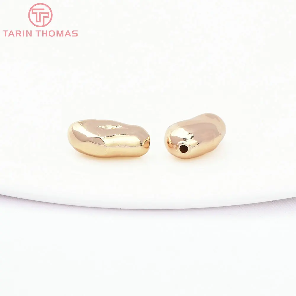 (2930)6PCS 7.8x8MM Hole 1.5MM 24K Gold Color Brass Irregular Spacer Beads Bracelet Beads High Quality Jewelry Making Accessorie