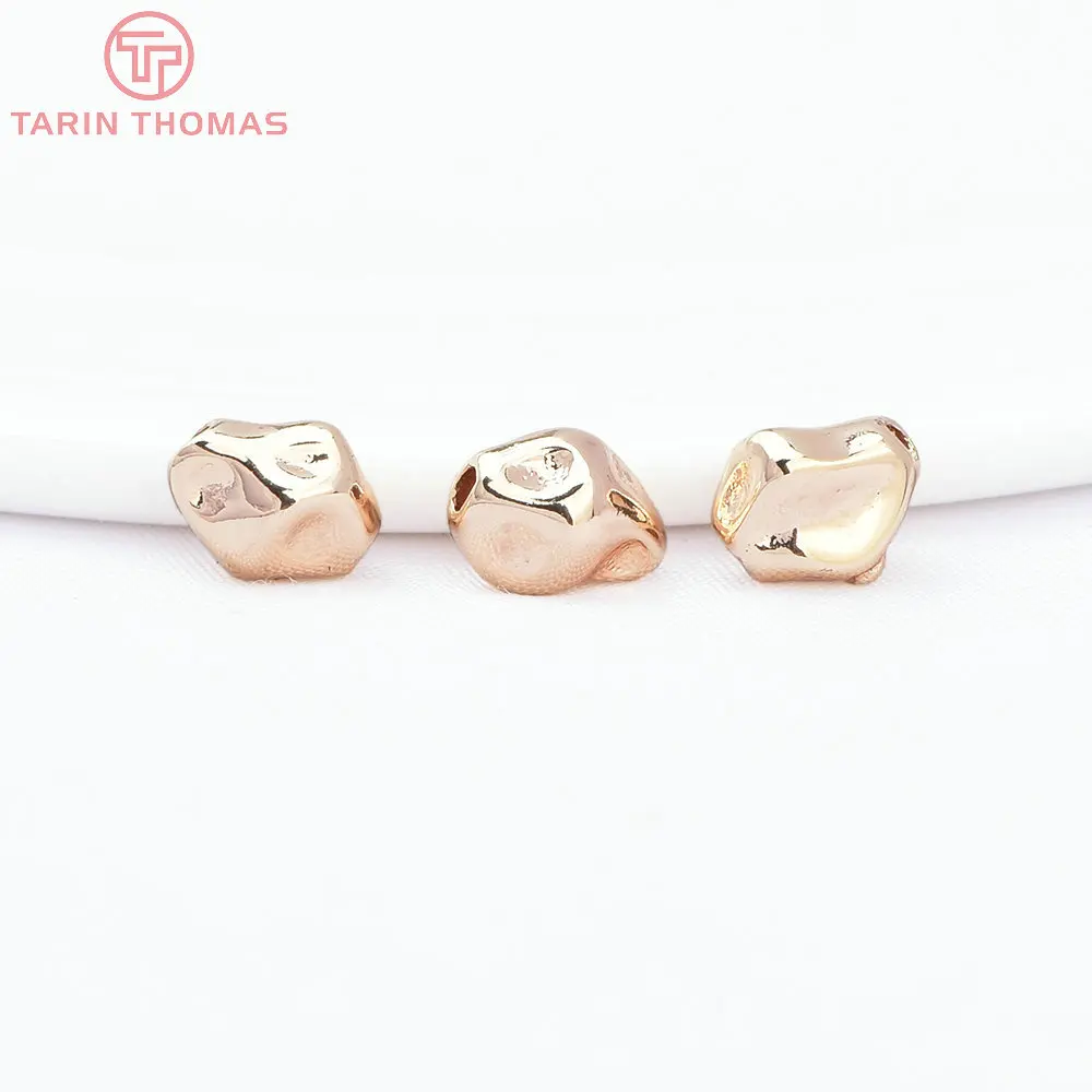 (2930)6PCS 7.8x8MM Hole 1.5MM 24K Gold Color Brass Irregular Spacer Beads Bracelet Beads High Quality Jewelry Making Accessorie
