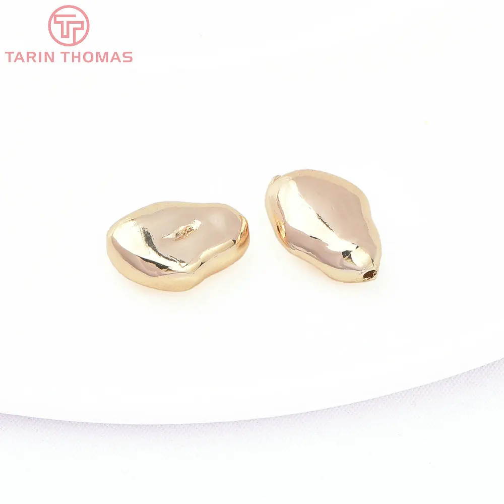 (2930)6PCS 7.8x8MM Hole 1.5MM 24K Gold Color Brass Irregular Spacer Beads Bracelet Beads High Quality Jewelry Making Accessorie