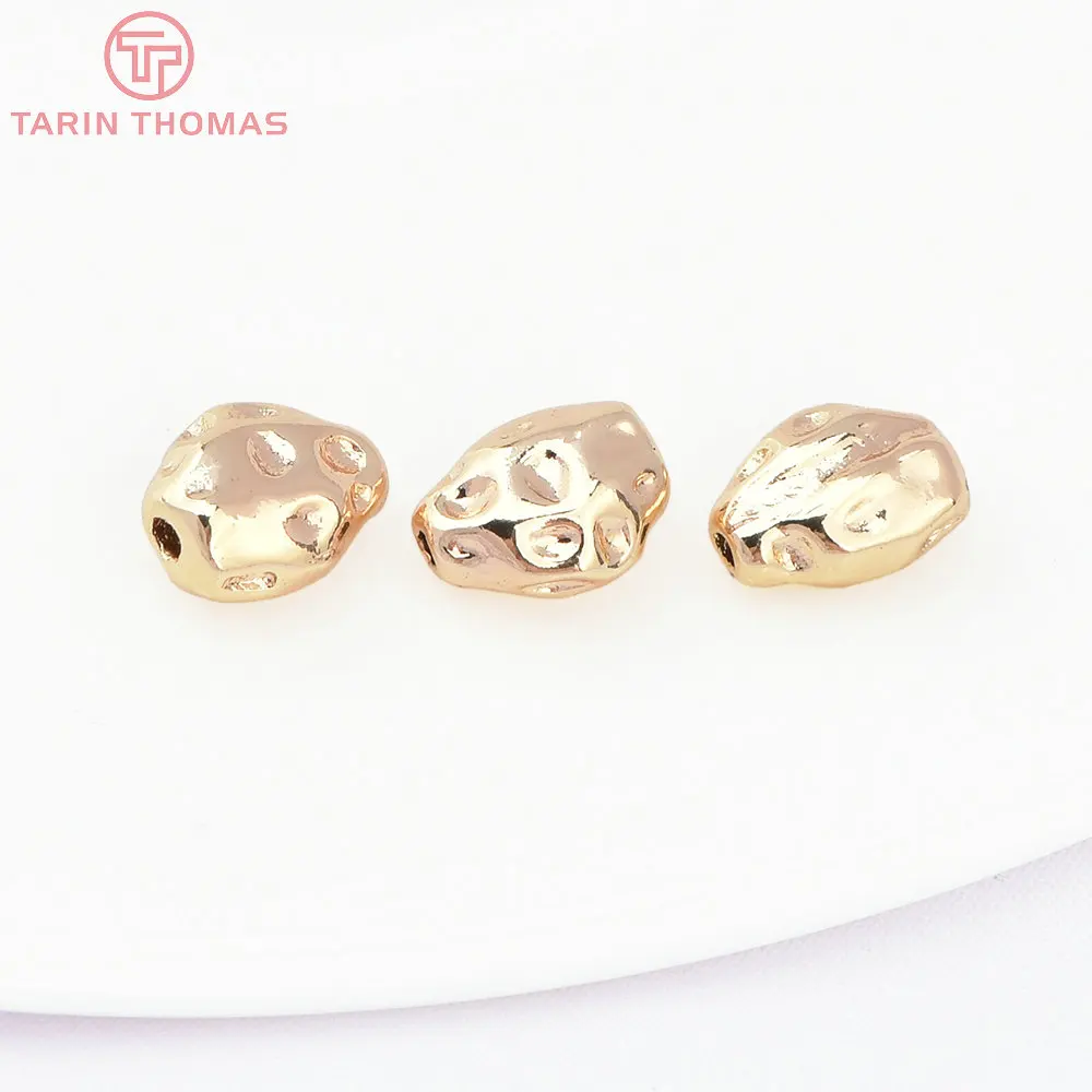 (2930)6PCS 7.8x8MM Hole 1.5MM 24K Gold Color Brass Irregular Spacer Beads Bracelet Beads High Quality Jewelry Making Accessorie