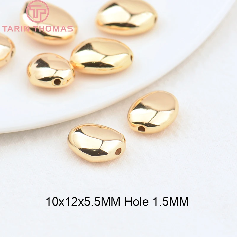 (2930)6PCS 7.8x8MM Hole 1.5MM 24K Gold Color Brass Irregular Spacer Beads Bracelet Beads High Quality Jewelry Making Accessorie