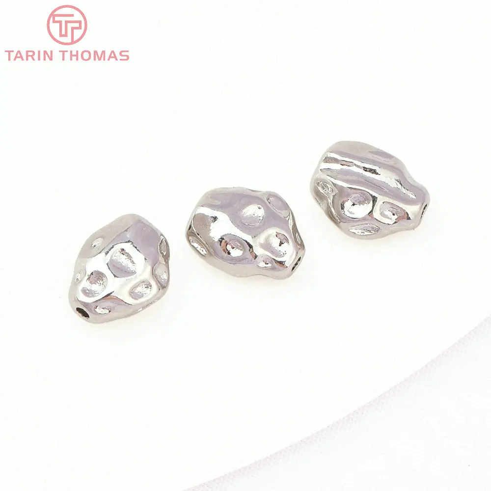 (2930)6PCS 7.8x8MM Hole 1.5MM 24K Gold Color Brass Irregular Spacer Beads Bracelet Beads High Quality Jewelry Making Accessorie
