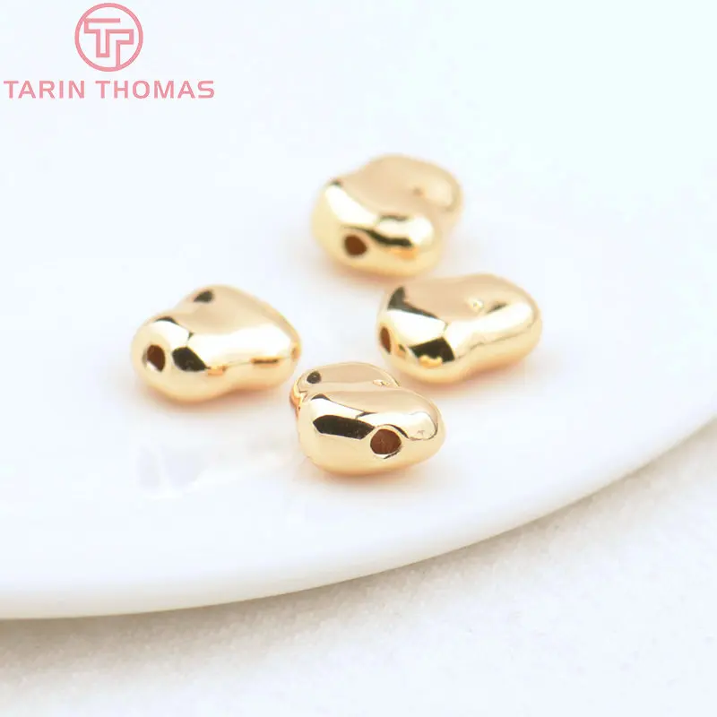 (2930)6PCS 7.8x8MM Hole 1.5MM 24K Gold Color Brass Irregular Spacer Beads Bracelet Beads High Quality Jewelry Making Accessorie