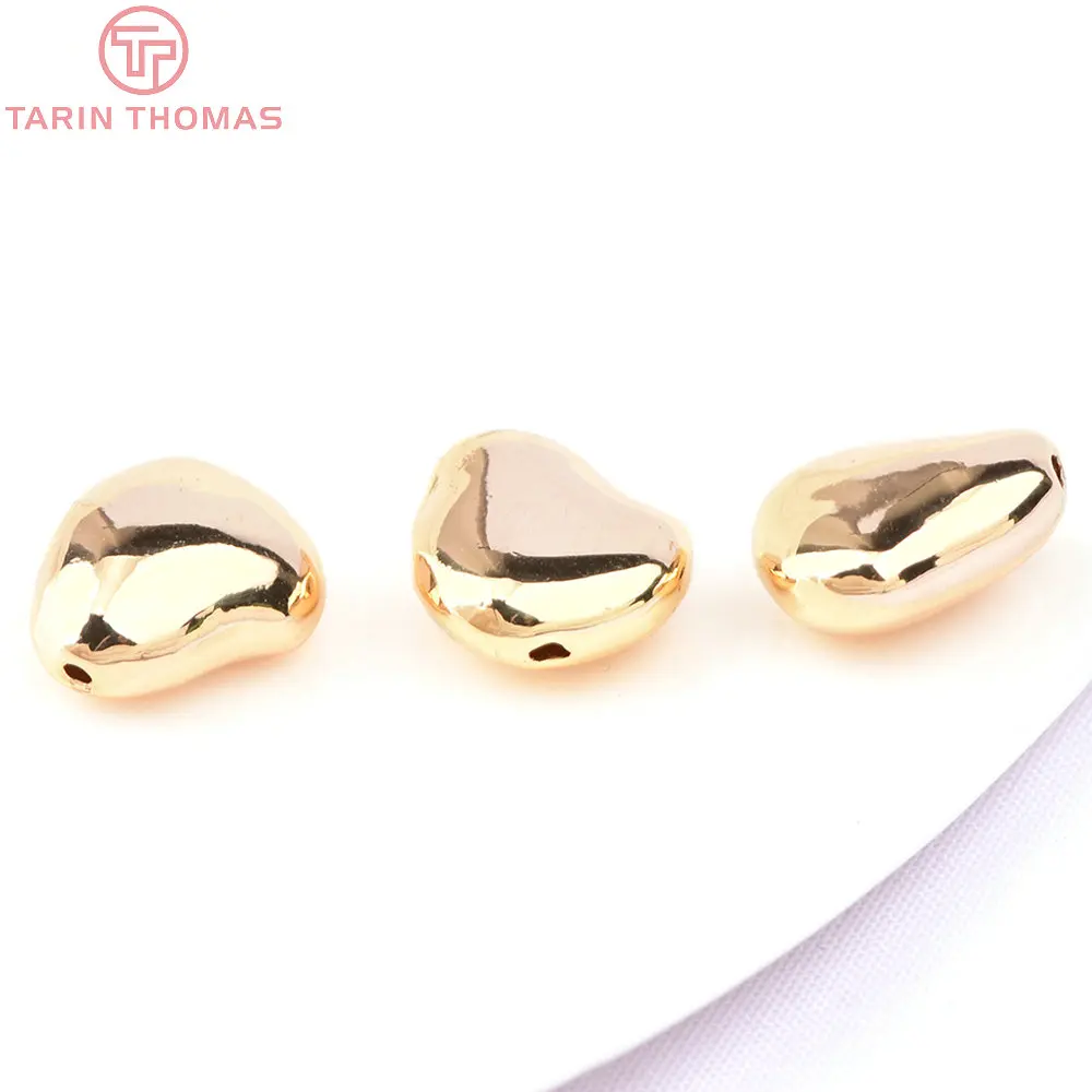 (2930)6PCS 7.8x8MM Hole 1.5MM 24K Gold Color Brass Irregular Spacer Beads Bracelet Beads High Quality Jewelry Making Accessorie
