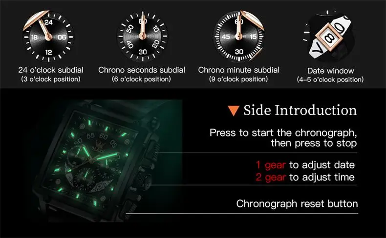 OLEVS 9919 Top Brand Male Watches Square Quartz Watch for Men Waterproof Leather Strap Sport Clock Male Relogio Masculino