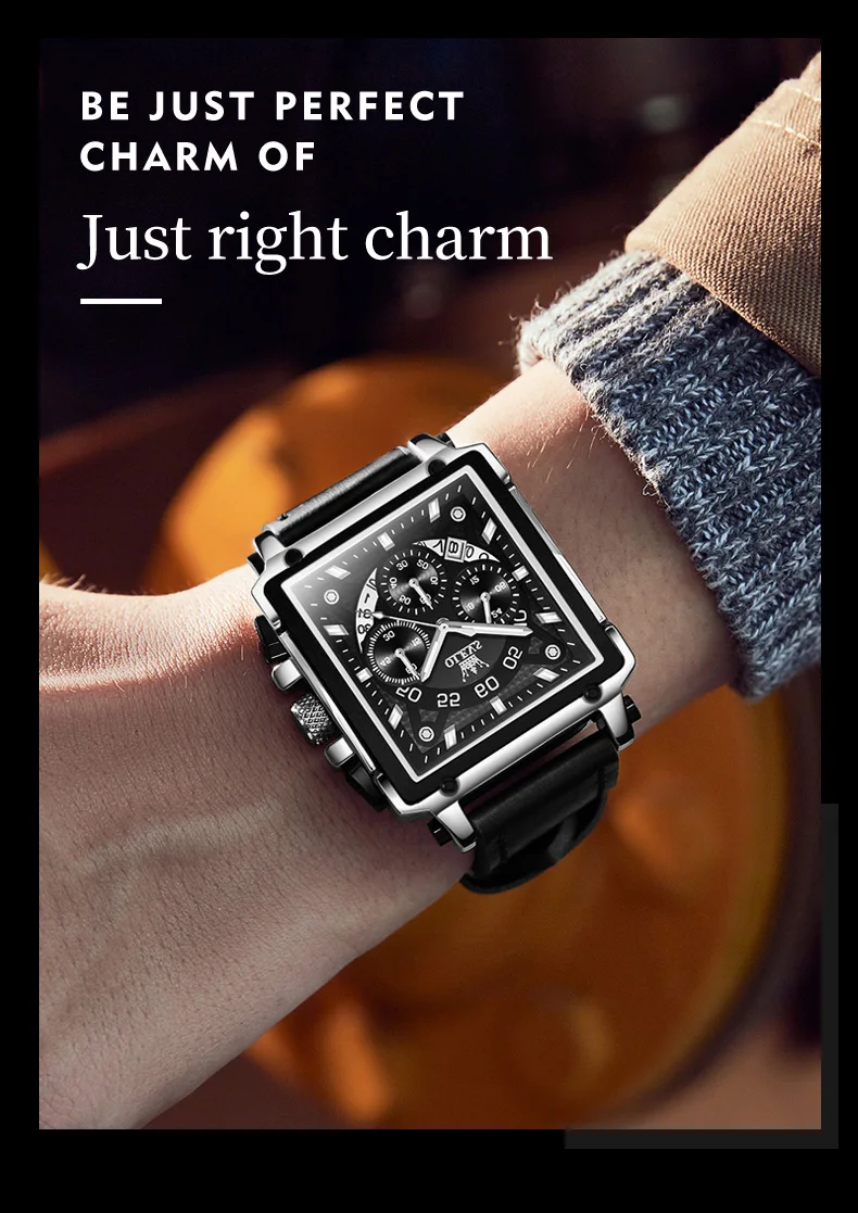 OLEVS 9919 Top Brand Male Watches Square Quartz Watch for Men Waterproof Leather Strap Sport Clock Male Relogio Masculino