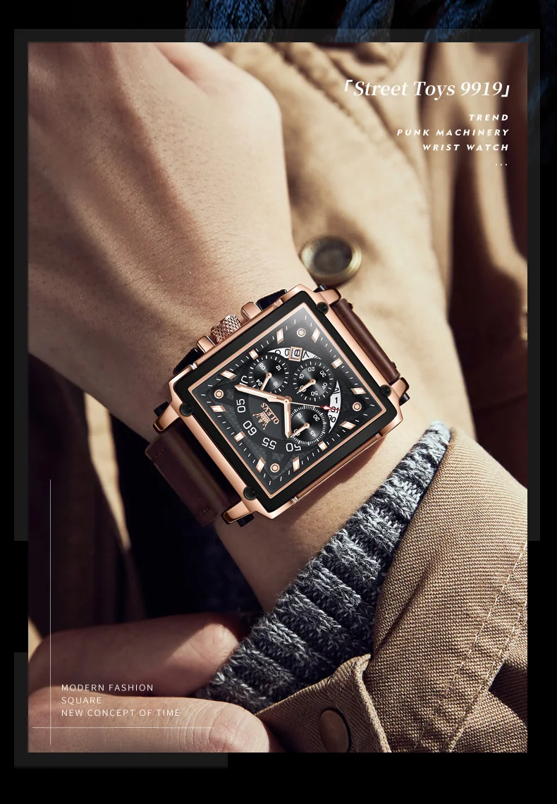 OLEVS 9919 Top Brand Male Watches Square Quartz Watch for Men Waterproof Leather Strap Sport Clock Male Relogio Masculino
