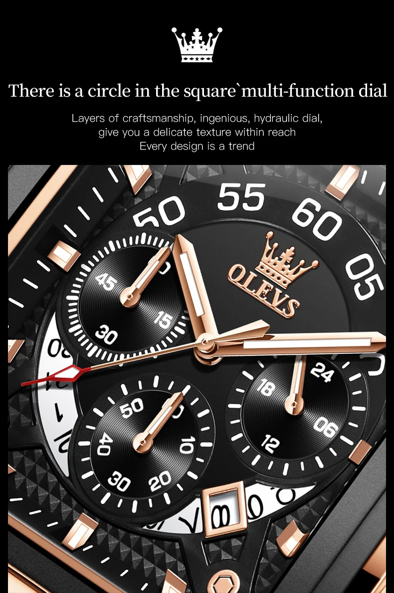 OLEVS 9919 Top Brand Male Watches Square Quartz Watch for Men Waterproof Leather Strap Sport Clock Male Relogio Masculino