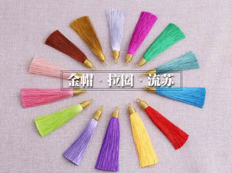 5Pcs/lot 8cm GoldenCap Tassel Silk Fringe Mini Tassel Bangs Flower Tassel For DIY Jewelry Earrings Accessories Home Decoration