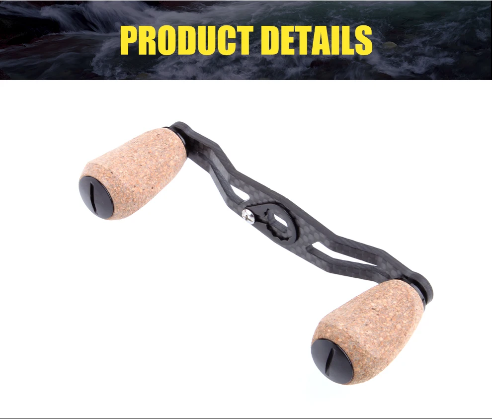 Kawa Fishing Reel Handle Carbon Fiber With Cork Knob For Shimano D/ A/ S Baitcasting Hole Size 7*4/8*5mm Length 105mm DIY