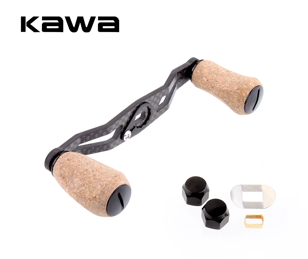 Kawa Fishing Reel Handle Carbon Fiber With Cork Knob For Shimano D/ A/ S Baitcasting Hole Size 7*4/8*5mm Length 105mm DIY