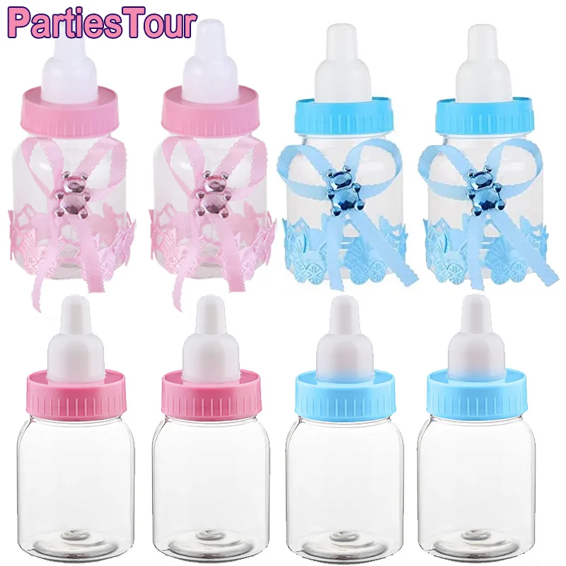12pcs Feeder Style Candy Bottle for Baby Shower Favors Fillable Mini Bottle Candy Gift for Boy Girl Newborn Baptism Birthday