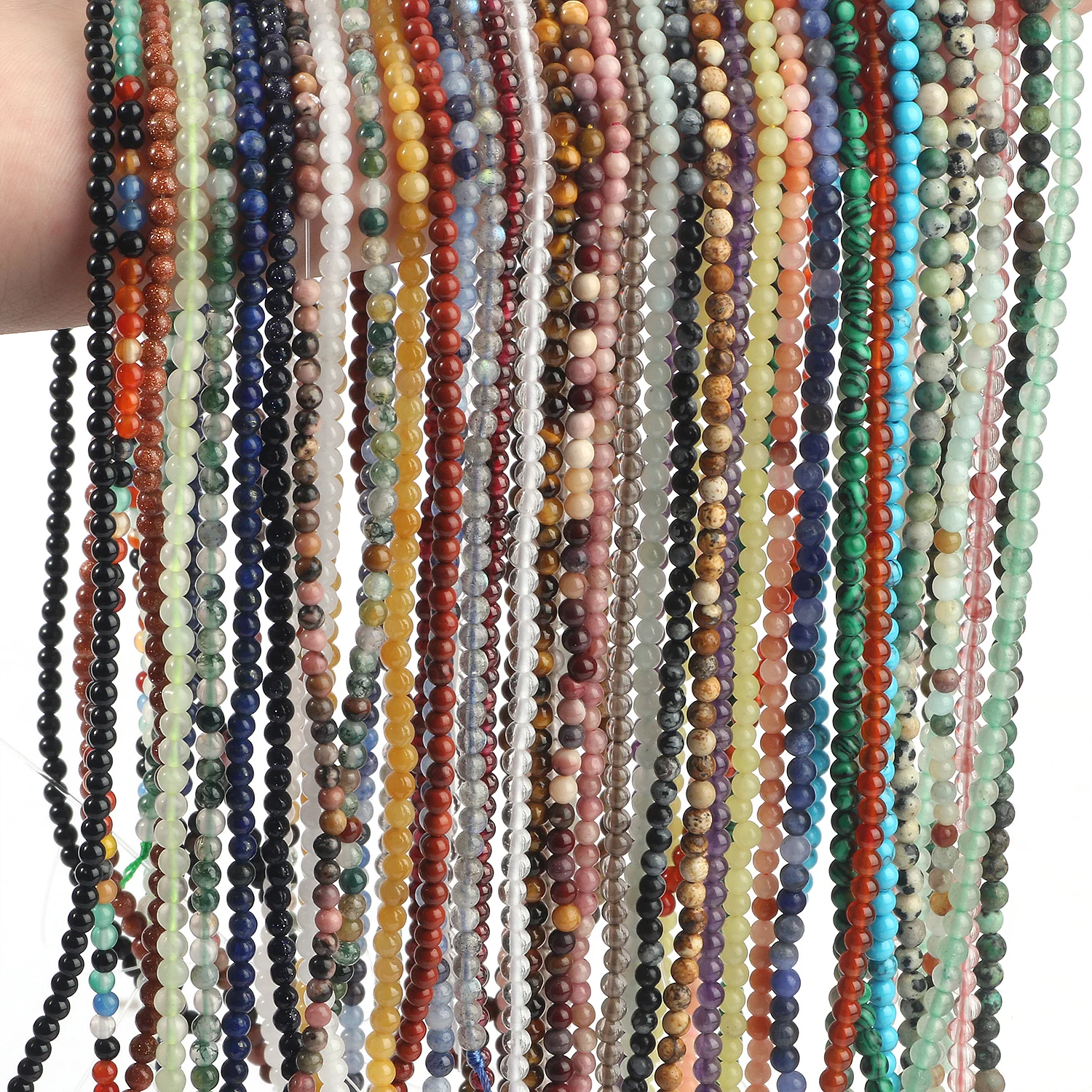 2 3 4mm Natural Stone Tiny Beads Lapis Lazuli Howlite Tiger Eye Malachite Aventurine Stone Beads For Waist Beads Chain Making