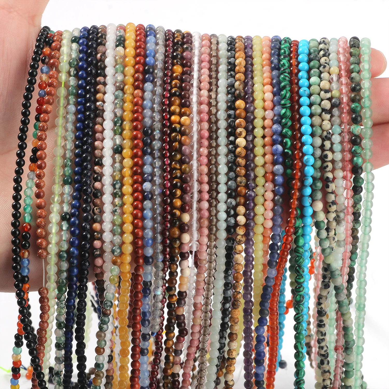 2 3 4mm Natural Stone Tiny Beads Lapis Lazuli Howlite Tiger Eye Malachite Aventurine Stone Beads For Waist Beads Chain Making