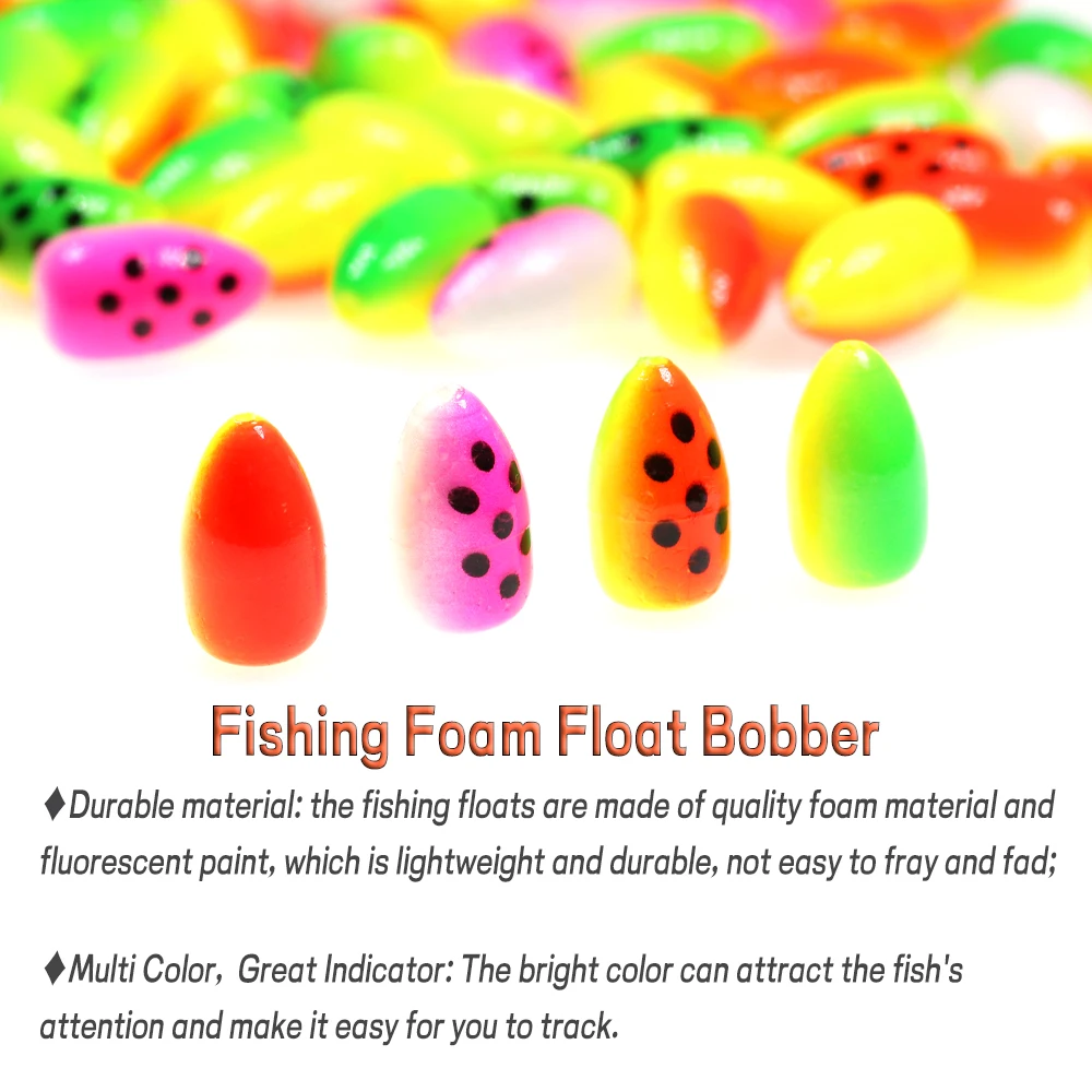 WIFREO 20PCS Fishing Foam Float Bobber Buoys Bullet Oval Floats  for Fly Fishing Pompano Bottom Rigs Saltwater Fishing Accessory