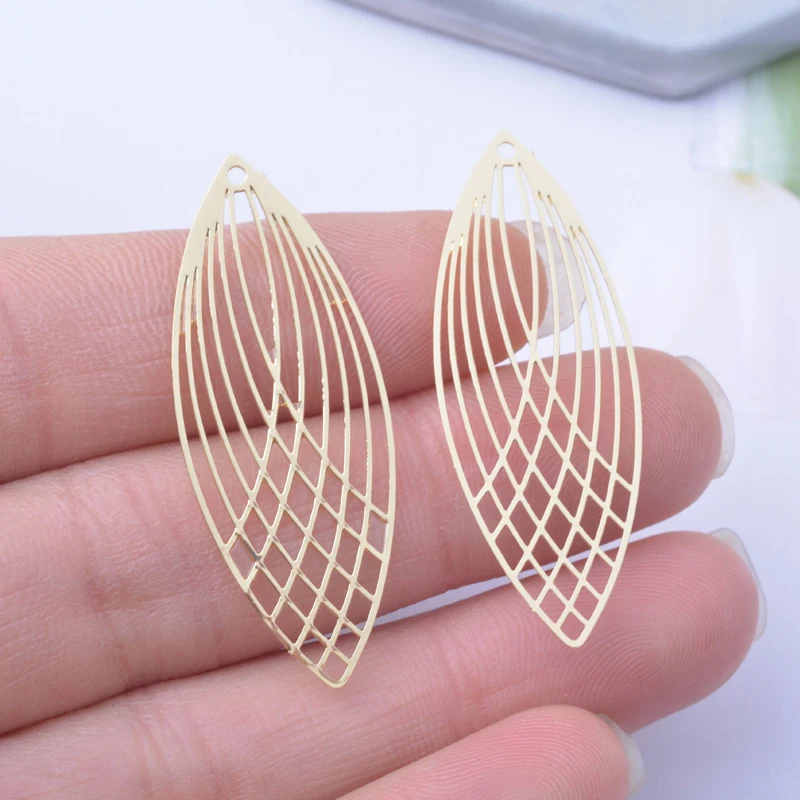 6pcs gold color Oval Charms Thin Pendant Silver Plated Jewelry Earring Findings