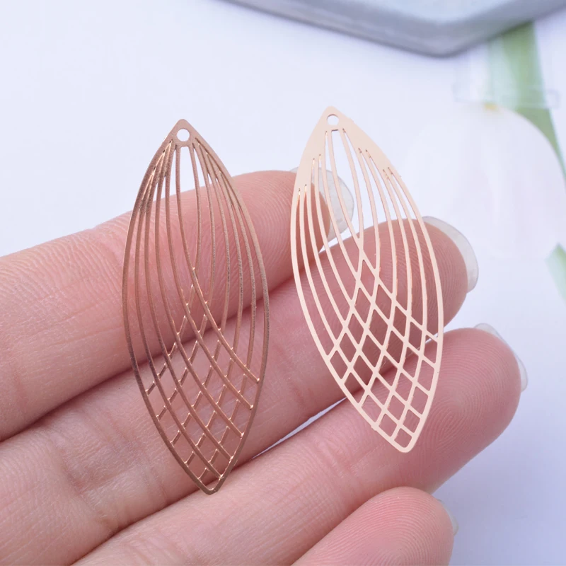 6pcs gold color Oval Charms Thin Pendant Silver Plated Jewelry Earring Findings