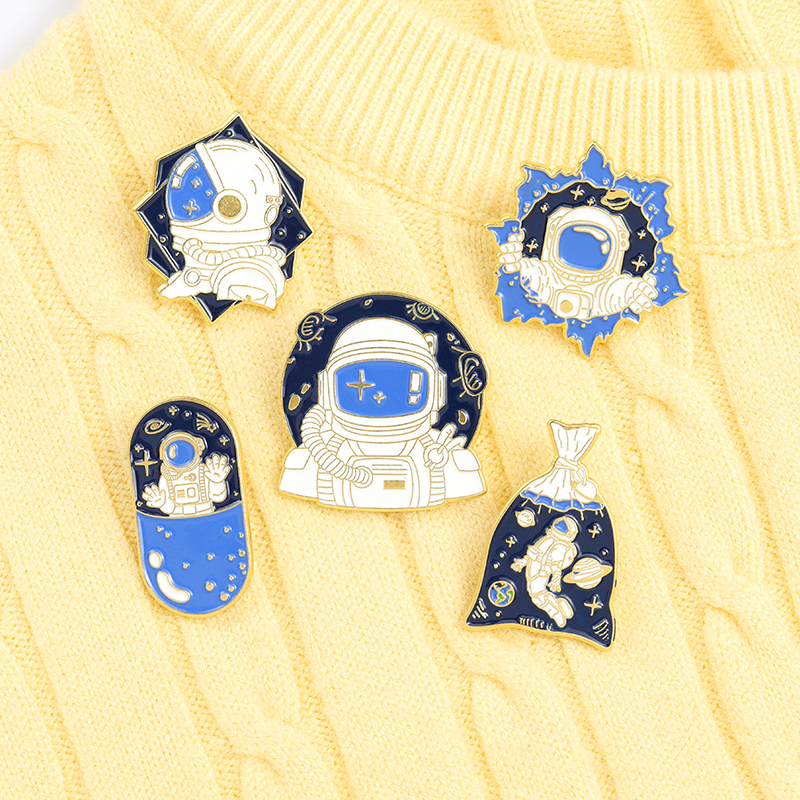 Astronaut Enamel Pins Cartoon Universe Adventure Space Brooches Backpacks Clothes Lapel Bag Pin Badge Jewelry Gift for Friends