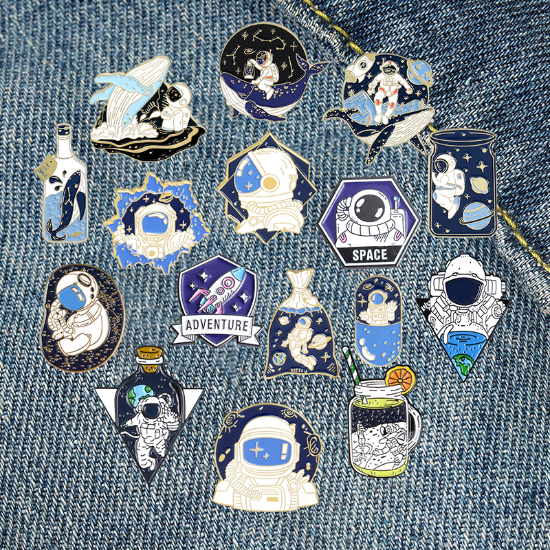 Astronaut Enamel Pins Cartoon Universe Adventure Space Brooches Backpacks Clothes Lapel Bag Pin Badge Jewelry Gift for Friends