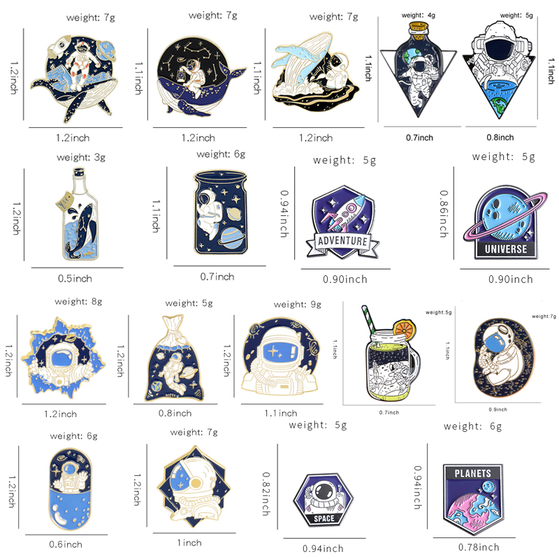 Astronaut Enamel Pins Cartoon Universe Adventure Space Brooches Backpacks Clothes Lapel Bag Pin Badge Jewelry Gift for Friends