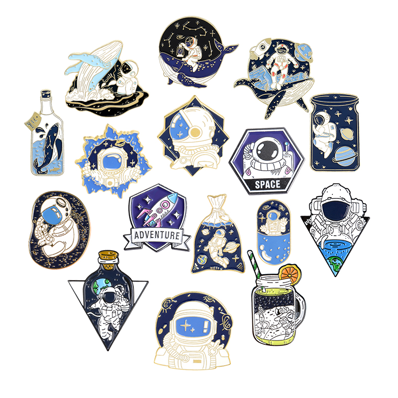 Astronaut Enamel Pins Cartoon Universe Adventure Space Brooches Backpacks Clothes Lapel Bag Pin Badge Jewelry Gift for Friends