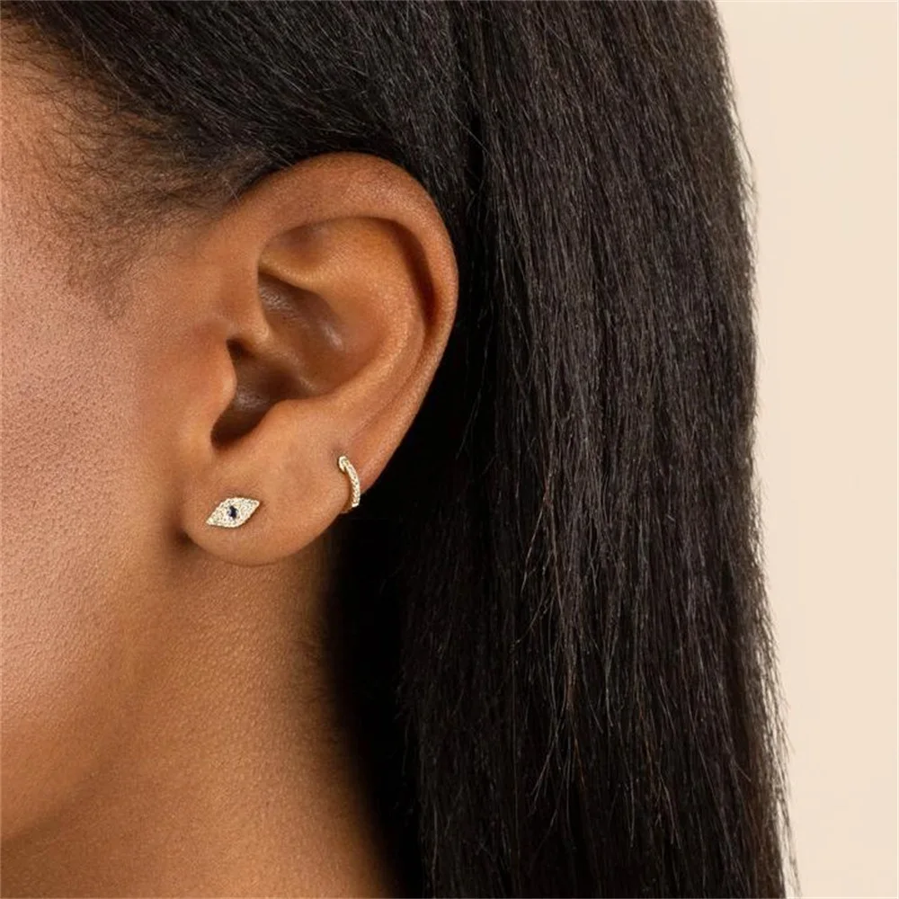 1PC Stainless Steel Ear Cartilage Piercing Hoop Earrings for Women Small Huggie Evil Eye Earings Party Punk Jewelry Accessory