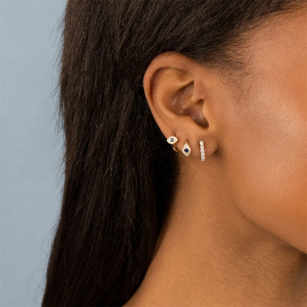 1PC Stainless Steel Ear Cartilage Piercing Hoop Earrings for Women Small Huggie Evil Eye Earings Party Punk Jewelry Accessory
