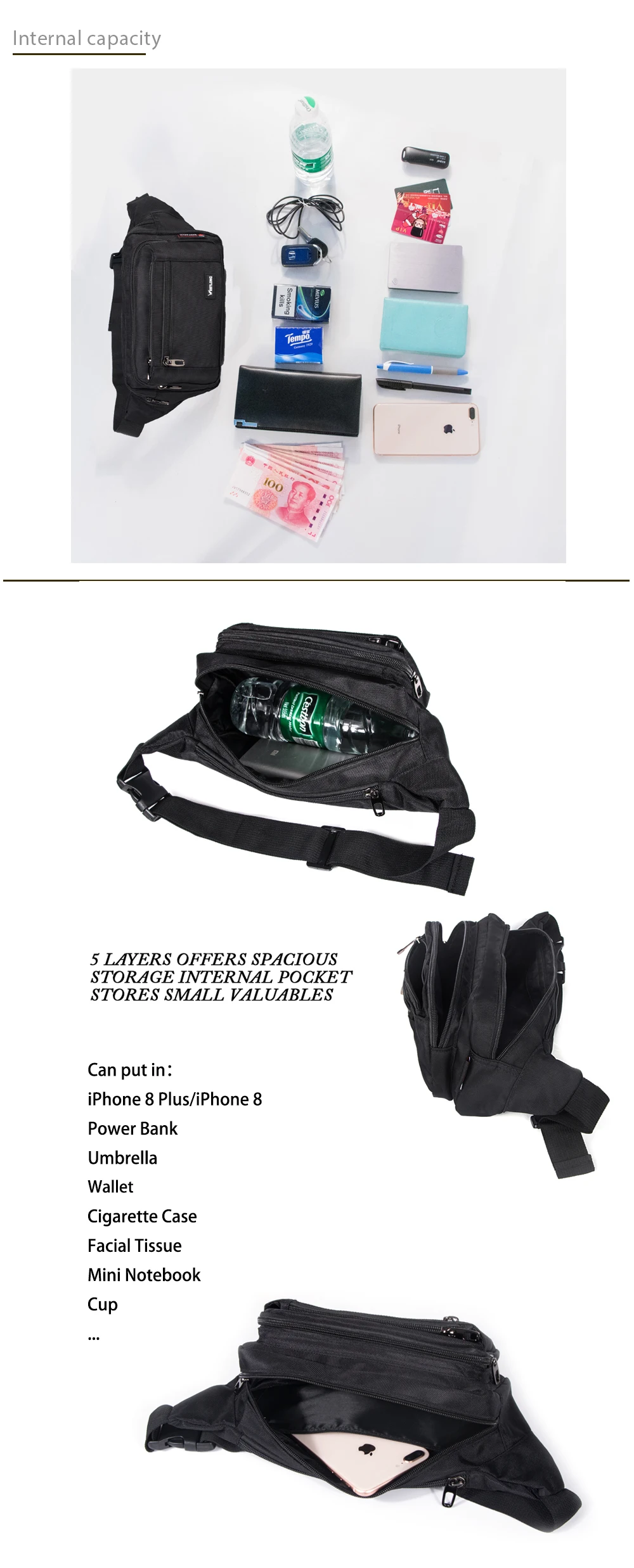 Waist Pack Casual Functional Fashion Men Waterproof Fanny Pack Women Belt Bum Bag Male Phone Wallet Pouch Bags Unisex Purse Sac