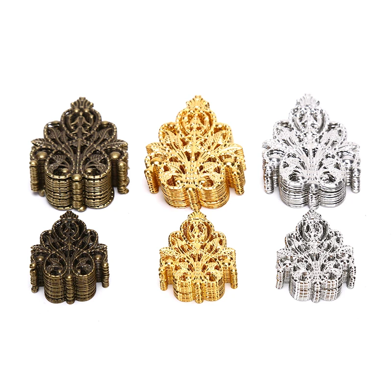 10/30/50pcs Wholesale Filigree crafts Hollow Embellishments Findings Jewelry Accessories Bronze Tone ornaments 35mm 48mm