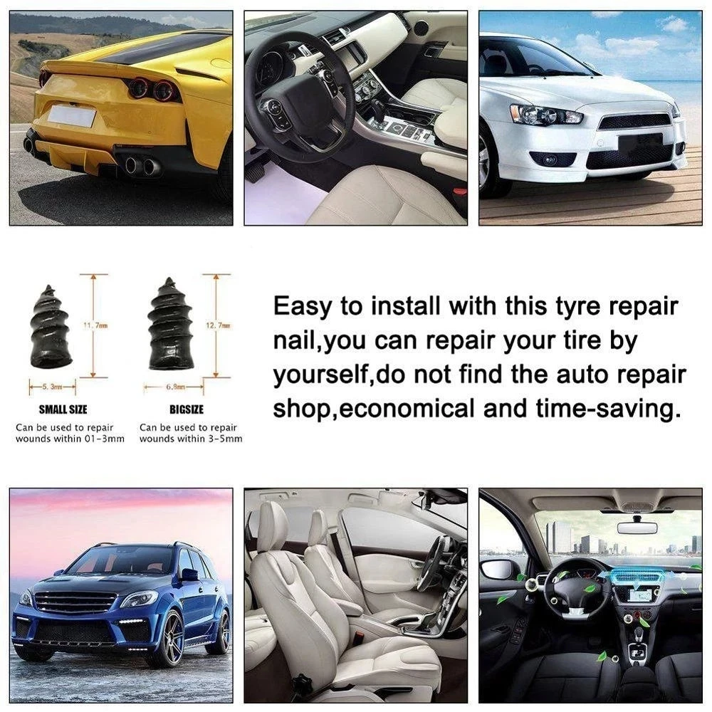 5/20PCS Motorcycle Vacuum Tyre Repair Nail Kit Car Scooter Bike Universal Tubeless Rubber Nails Tire Puncture Repair Accessories