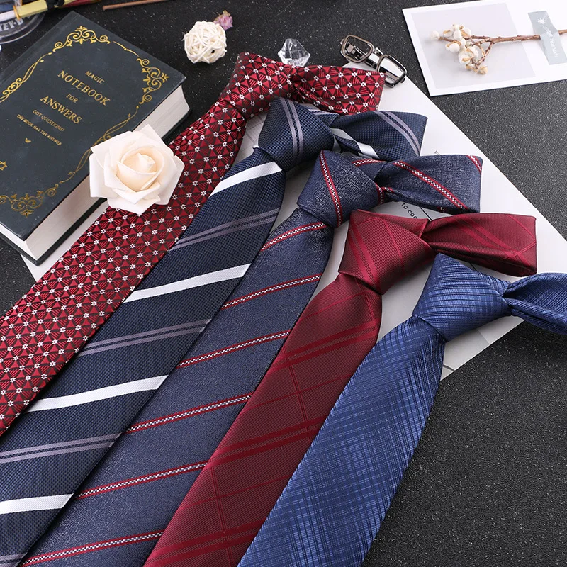 New 6cm Striped Dot Tie Business Casual Silk Luxury Mens Neck Ties Wedding Party Neck Tie Formal Slim Narrow Dress Neck Tie