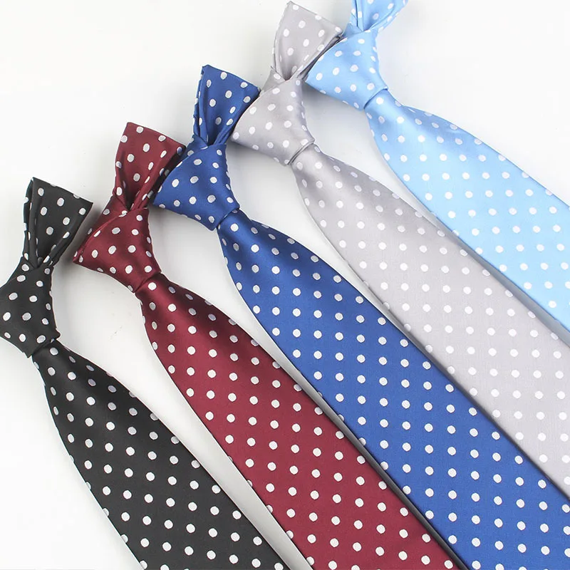 New 6cm Striped Dot Tie Business Casual Silk Luxury Mens Neck Ties Wedding Party Neck Tie Formal Slim Narrow Dress Neck Tie