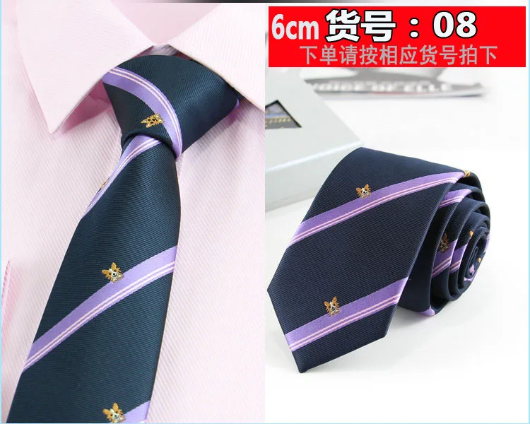 New 6cm Striped Dot Tie Business Casual Silk Luxury Mens Neck Ties Wedding Party Neck Tie Formal Slim Narrow Dress Neck Tie