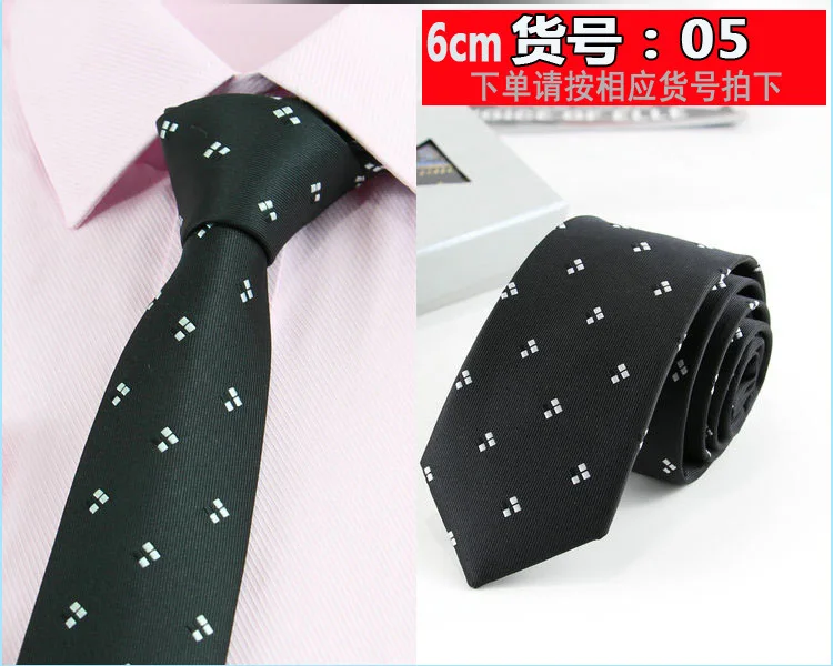 New 6cm Striped Dot Tie Business Casual Silk Luxury Mens Neck Ties Wedding Party Neck Tie Formal Slim Narrow Dress Neck Tie