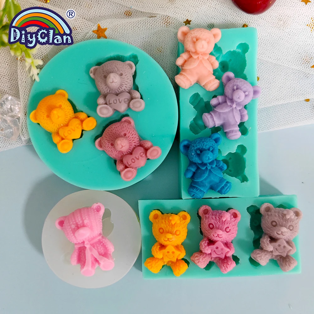 Cute Mini Bear Silicone Mold Fondant Cupcake Chocolate Biscuit Sugarcraft Kitchen Baking Cake Decorating Tools DIY Epoxy Mould