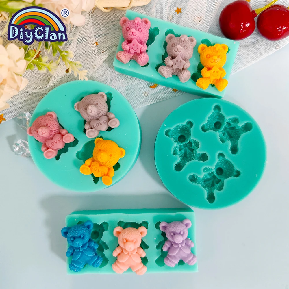 Cute Mini Bear Silicone Mold Fondant Cupcake Chocolate Biscuit Sugarcraft Kitchen Baking Cake Decorating Tools DIY Epoxy Mould