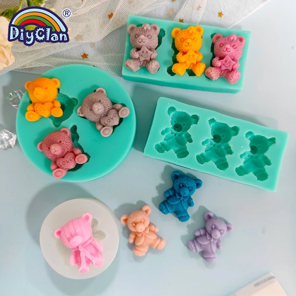 Cute Mini Bear Silicone Mold Fondant Cupcake Chocolate Biscuit Sugarcraft Kitchen Baking Cake Decorating Tools DIY Epoxy Mould